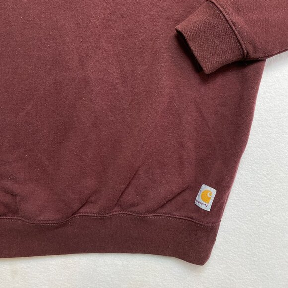 Carhartt Hoodie Men's S Burgundy Maroon Loose Fit Logo Pullover Crewneck - Picture 4 of 12